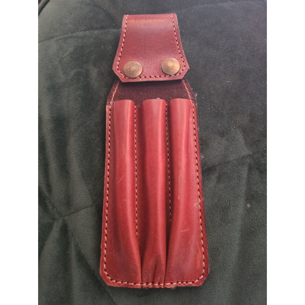 Leather Triple Pen and Pencil Holder for Belt, Fountain Pen Sleeve Hols...
